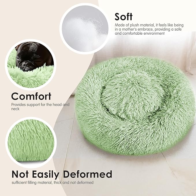 Dogs Bed for Small Dogs, Anti-Anxiety Washable Round Bed - Image 4