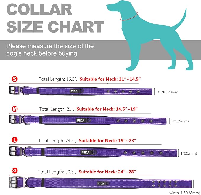 Fida Heavy Duty Dog Collar, Ultra Comfortable Soft Neoprene Padded, Adjustable - Image 5