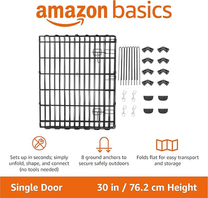 Amazon Basics Portable Foldable Octagonal Metal Exercise Dog Playpen, - Image 3