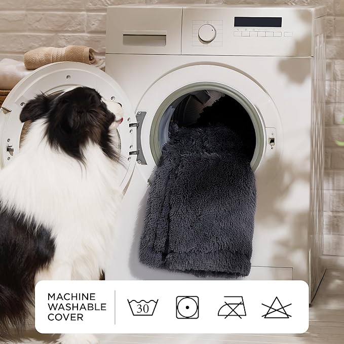 Bedsure Calming Human Dog Bed, Fluffy Faux Fur Orthopedic Pet Bean Bed - Image 9