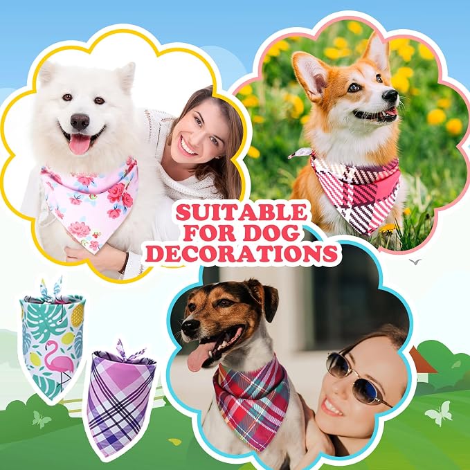 100 Pcs Plaid Dog Bandanas Bulk Pet Bibs Colorful Triangle Scarf Plaid Pet - Image 5