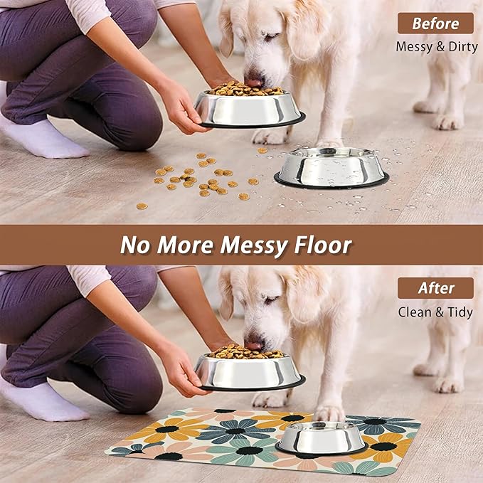 Abstract Daisy Flower Dog Food Mat - Image 5