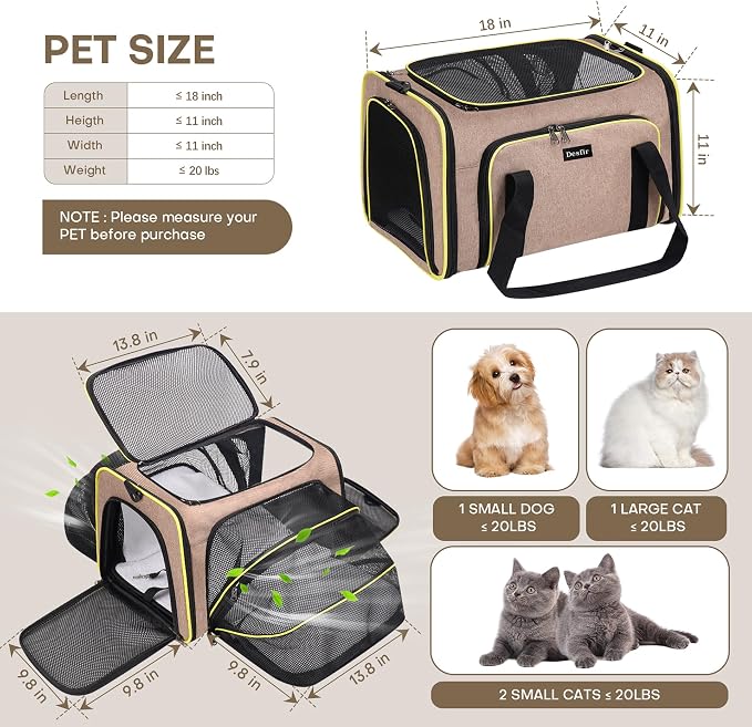 Premium Pet Carrier – Dog & Cat Travel Bag, Airline Approved, Soft-Sided Design - Image 5