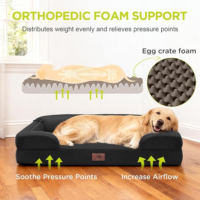 Orthopedic Dog Beds for Large Medium Dogs, Big Waterproof Memory Foam Pet Couch - Image 2