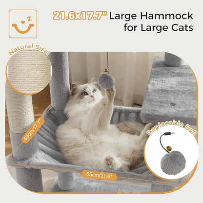54" Cat Tree with Big Hammock 21x17” XL Cat Tower with Scratching Posts - Image 5