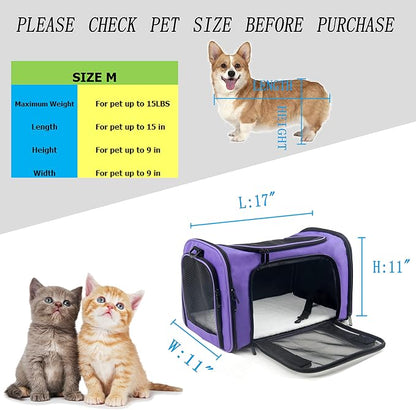 Soft Sided Carrier for Small Medium Cats Dogs, TSA Airline Approved Collapsible - Image 4