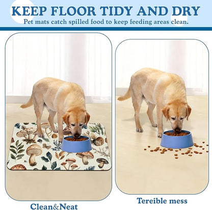Vintage Mushroom Floral Dog Cat Food Mat–Christmas Stocking Absorbent - Image 5
