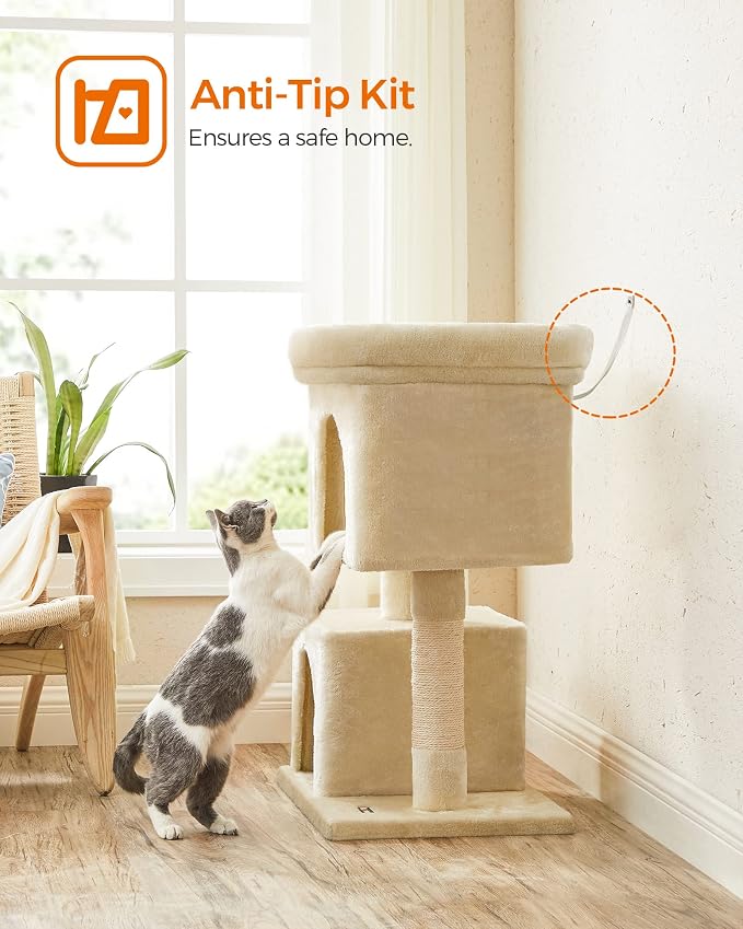 Feandrea Cat Tree, 33.1-Inch Cat Tower, Plush Condo - Image 9