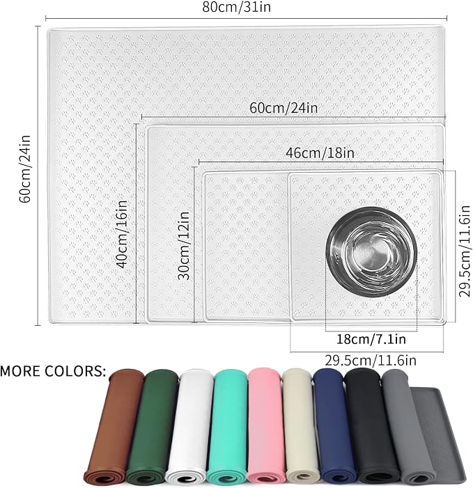 Ptlom Pet Placemat for Dog and Cat, Waterproof Silicone Pet Feeding Bowl Mats - Image 2