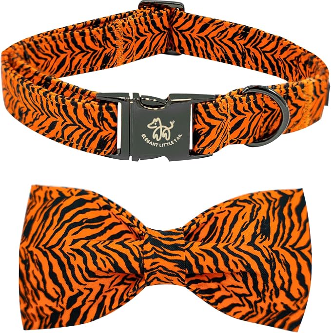 Elegant Little Tail Tiger Print X-Small Puppy Dog Collar, Buckle Closure by Elegantlittletail