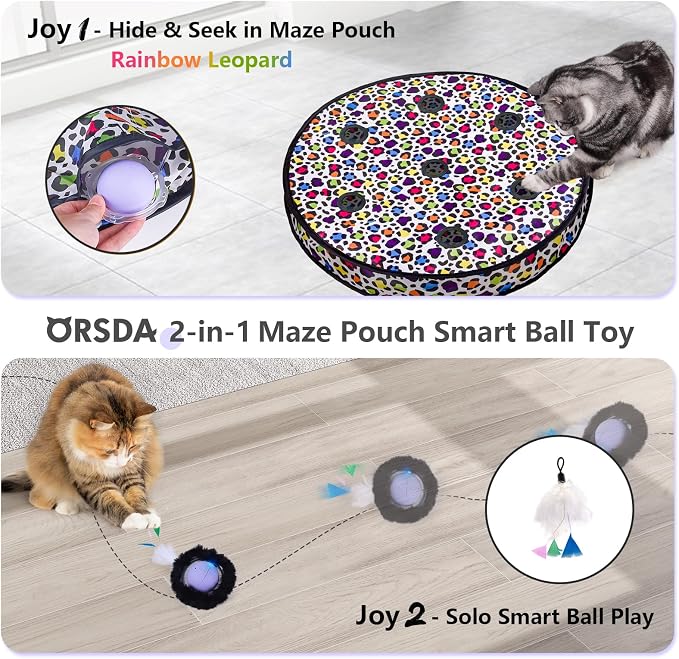 ORSDA Cat Toys, Interactive Activated Moving Ball in 7 Holes Mat, Automatic - Image 2