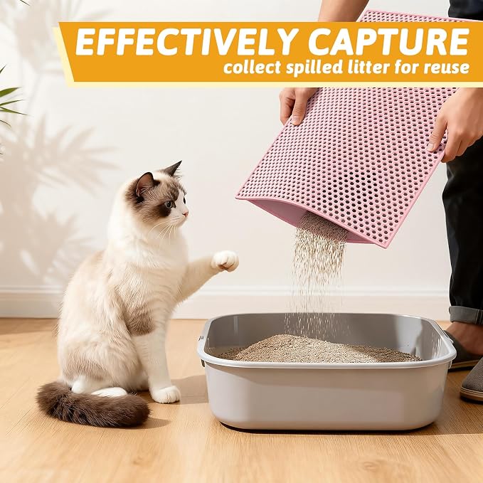 Pieviev Cat Litter Mat Double Layer Waterproof Urine Proof Trapping Mat 1 Pack) - Image 5