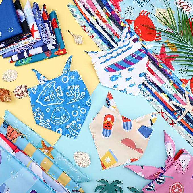 150 Pcs Ocean Dog Bandanas Bulk Summer Pet Bibs Triangle Ocean Themed Pet Scarf - Image 6