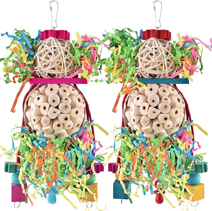 Bissap 2PCS Bird Parrot Foraging Shredder Hanging Toys Sola Balls Sepak Takraw by Bissap