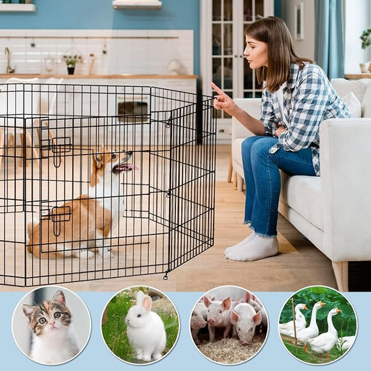 Foldable Metal Wire Dog Pen Pet Playpen Dog Fence Indoor Exercise Pen Enclosure - Image 2