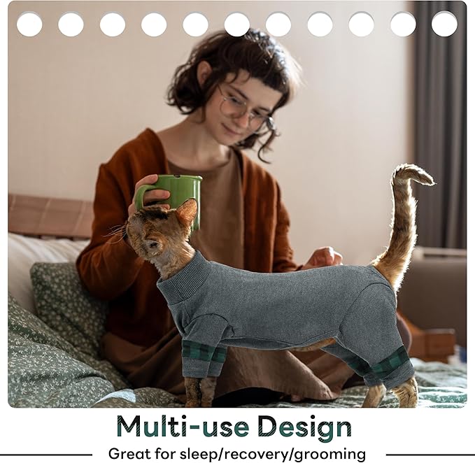 PUMYPOREITY Cat Pajamas, Stretchy 4-Leg Design - Image 4
