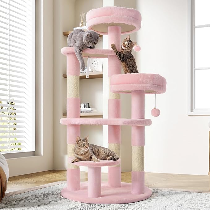 Allewie 55.5 in Cat Tree for Indoor Kitties/Soft Plush Perches/Multi-Level Cat by Allewie