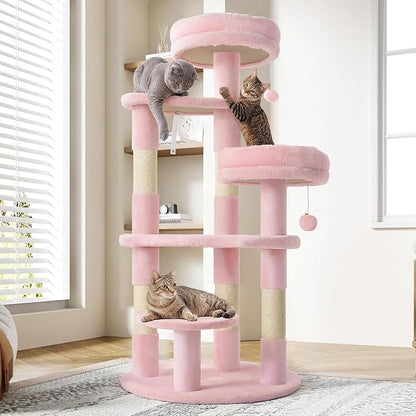 Allewie 55.5 in Cat Tree for Indoor Kitties/Soft Plush Perches/Multi-Level Cat by Allewie