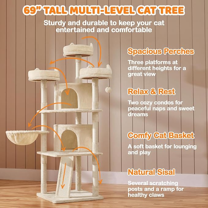 Yaheetech 68.5in Cat Tree Multi-Level Cat Tower - Image 4
