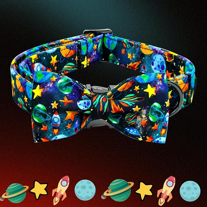 Elegant little tail Dog Collar, Boy Pet Collrs Blue Durable Soft Bowtie Dog - Image 4