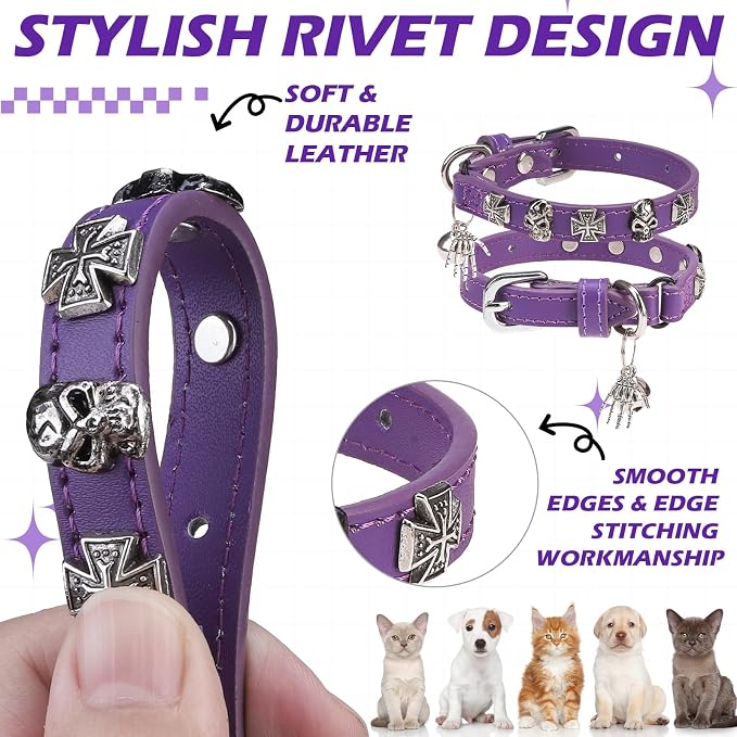 EXPAWLORER Leather Cat Collar for Girl Boy- Adjustable Pet Collar - Image 4