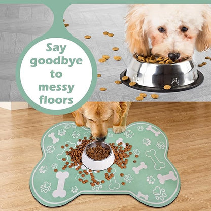 Dog Cat Mat for Food and Water, Rapid Absorbent Pet Feeding Mat, Bone Shaped - Image 4
