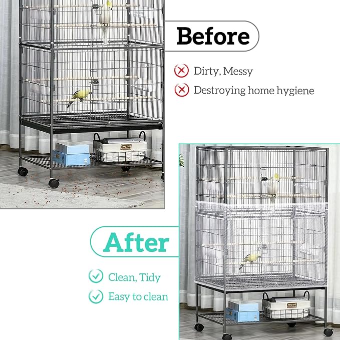 2 Pcs Bird Cage Cover Universal Bird Cage Seed Catcher, Breathable Nylon Mesh - Image 5