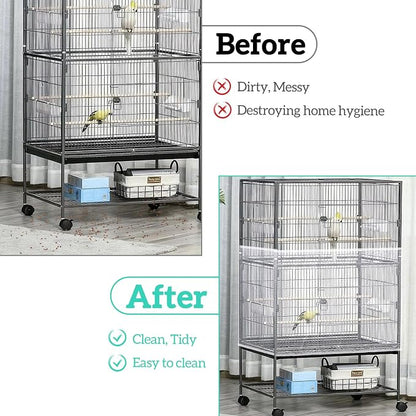 2 Pcs Bird Cage Cover Universal Bird Cage Seed Catcher, Breathable Nylon Mesh - Image 5