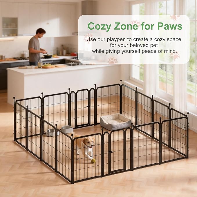 Dog Playpen for Indoor & Outdoor, 24 inch 8 Panels Metal Puppy Playpen for - Image 8