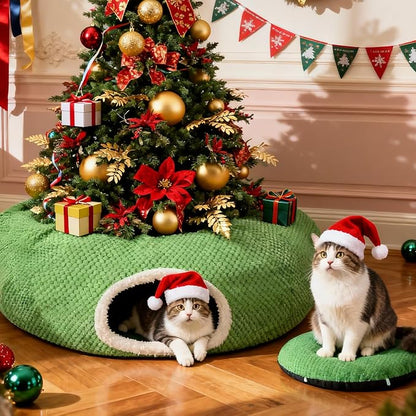 Cat Tunnel Bed for Indoor Cats, Peekaboo Cat Cave Bed, Soft Cat Donut Tunnel - Image 9