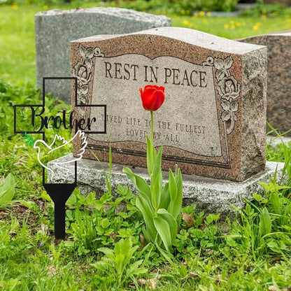 BUoonyer Garden Stake Graves Cemetery Decorations, Brother Metal Memorial Grave - Image 6