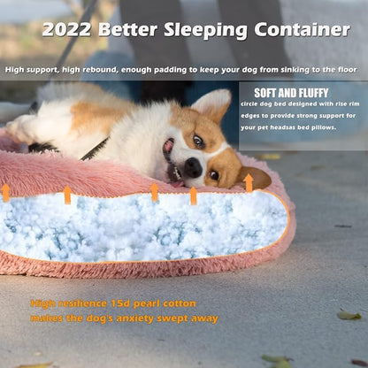 Calming Dog Bed for Medium Dogs Washable Donut 30 inches Anti-Slip Pet Bed - Image 3
