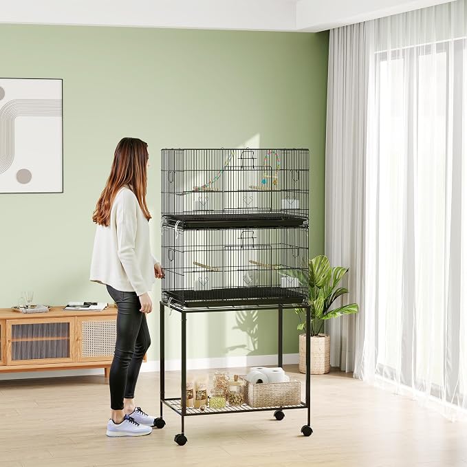 PawHut Double Stackable Bird Cage - Image 9