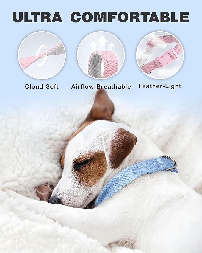 Dynmeow Soft and Breathable Cotton Dog Collar, Durable Adjustable Heavy-Duty - Image 3