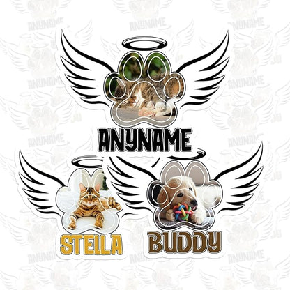 Custom Pet Memorial Paw Name Sticker Personalized Text Photo Rememberance Decal by SANGAROM