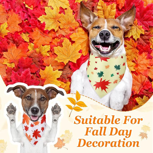 Abbylike 50 Pcs Fall Thanksgiving Dog Bandanas Bulk Maple Leaves Bandanas - Image 2