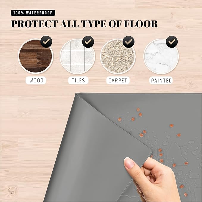 AVERYDAY 100% Waterproof Thicker Silicone Dog Food Mat, 0.63'' Raised Edge Bowl - Image 5