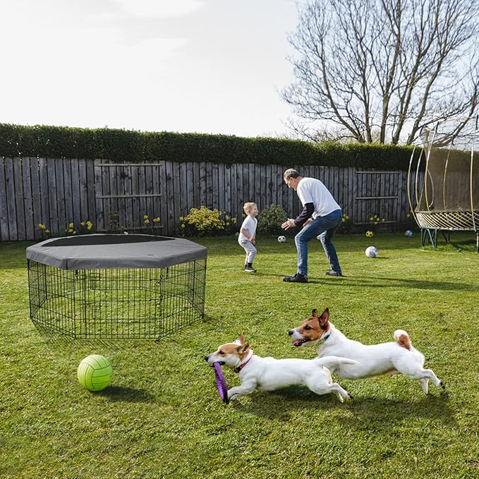 PETIME Foldable Metal Dog Exercise Pen/Pet Puppy Playpen Kennels Yard Fence - Image 6