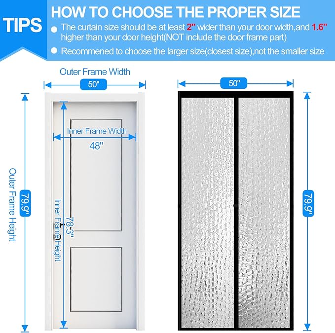 RELIANCER Magnetic Thermal Insulated Door Curtain, Waterproof EVA Door Cover - Image 2
