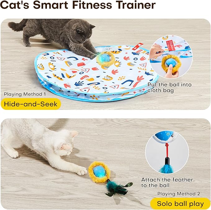 Potaroma Interactive Cat Toys, Fast Moving Ball in Play Mat, Automatic Motion - Image 2