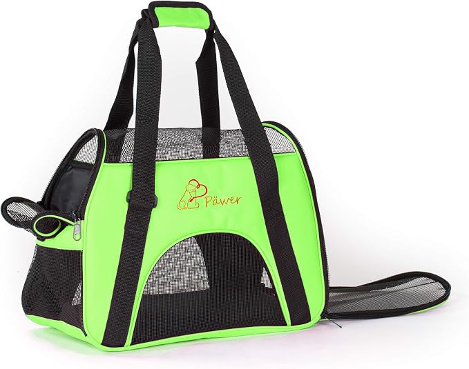 Pawer Soft-Sided Pet Carrier for Cat and Small Dog, Bright Green Color - Image 3