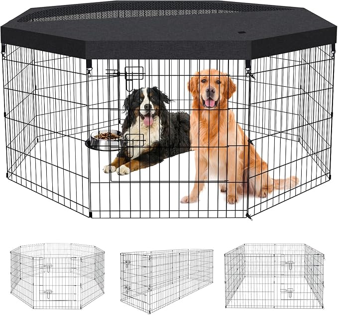 Dog Pen Pet Playpen Dog Fence Indoor Foldable Metal Wire Exercise Puppy Play by Peekaboo