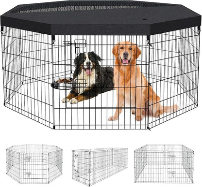 Dog Pen Pet Playpen Dog Fence Indoor Foldable Metal Wire Exercise Puppy Play by Peekaboo