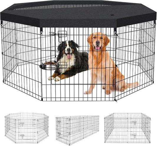 Dog Pen Pet Playpen Dog Fence Indoor Foldable Metal Wire Exercise Puppy Play by Peekaboo