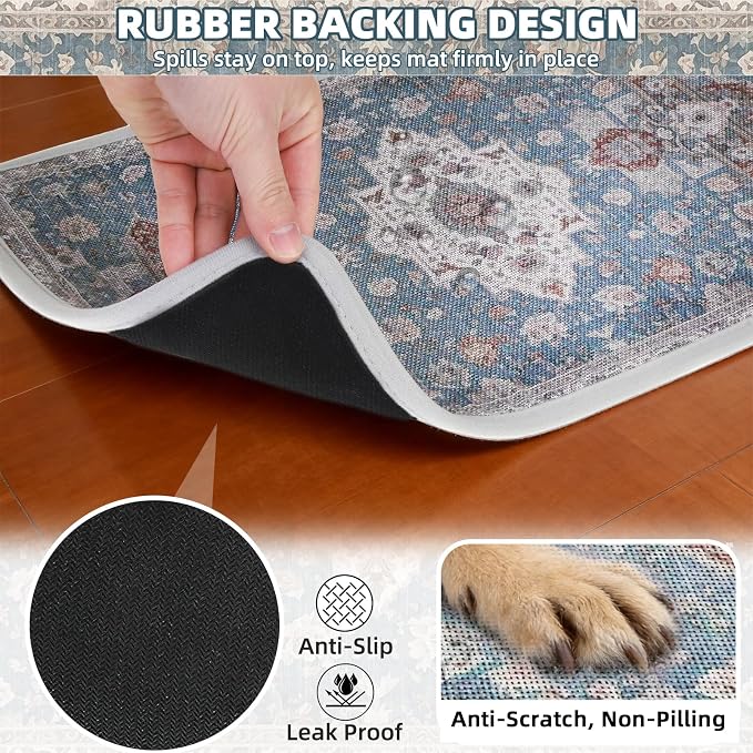 PUPTECK Dog Food Mat, Absorbent Pet Feeding Bowl Mat, Non-Slip Dog Mat - Image 4