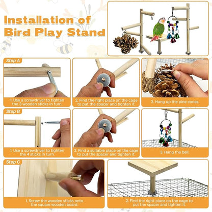 PINVNBY 3 PCS Wooden Small Bird Playground - Image 4