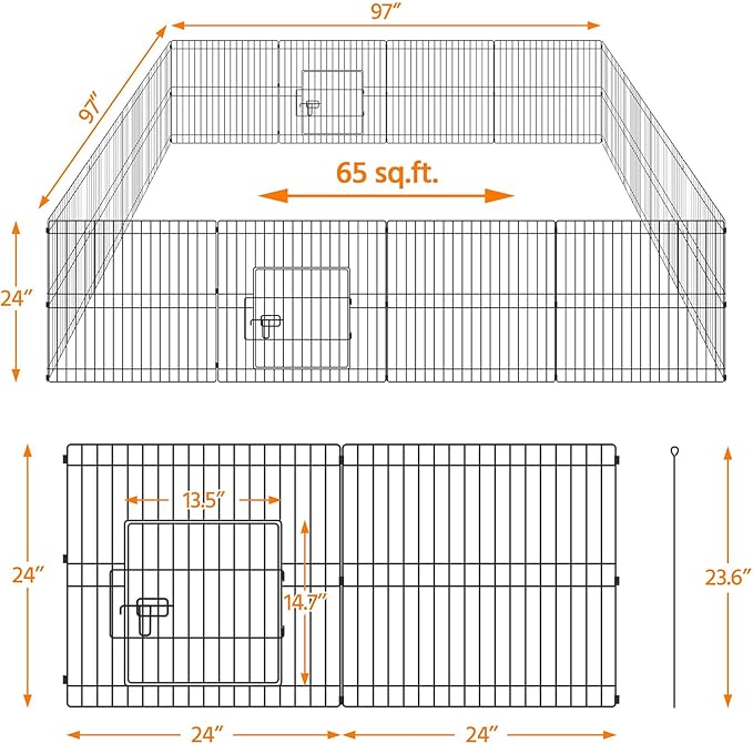 Yaheetech 24 inch Black Metal Pet Playpen 16 Panel Foldable Playpen - Image 9