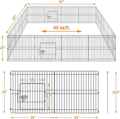 Yaheetech 24 inch Black Metal Pet Playpen 16 Panel Foldable Playpen - Image 9