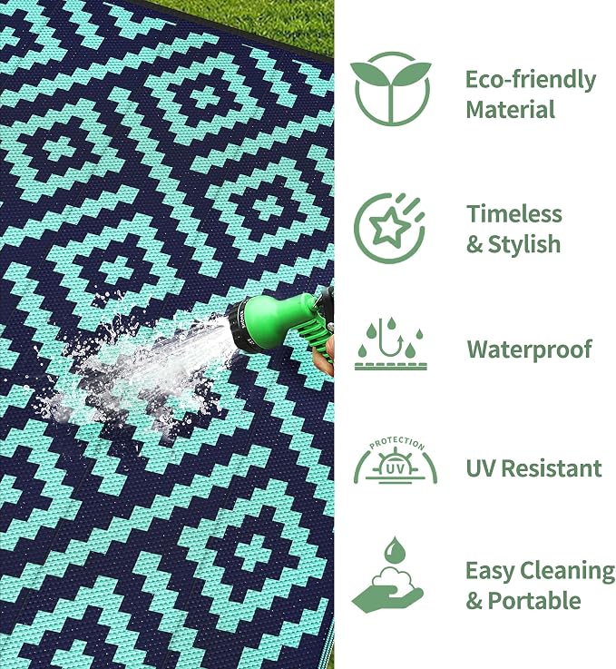 GENIMO Outdoor Rug for Patio Clearance, Reversible Plastic Straw Rugs for RV - Image 6