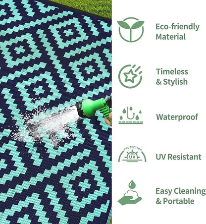 GENIMO Outdoor Rug for Patio Clearance, Reversible Plastic Straw Rugs for RV - Image 6